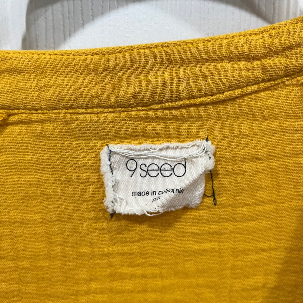 9seed EL MATADOR Mustard Yellow Cotton‎ Gauze Mini Dress Beach Cover Up Size 1 - Picture 2 of 8